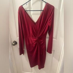 Guess Deep Red Long Sleeve Dress